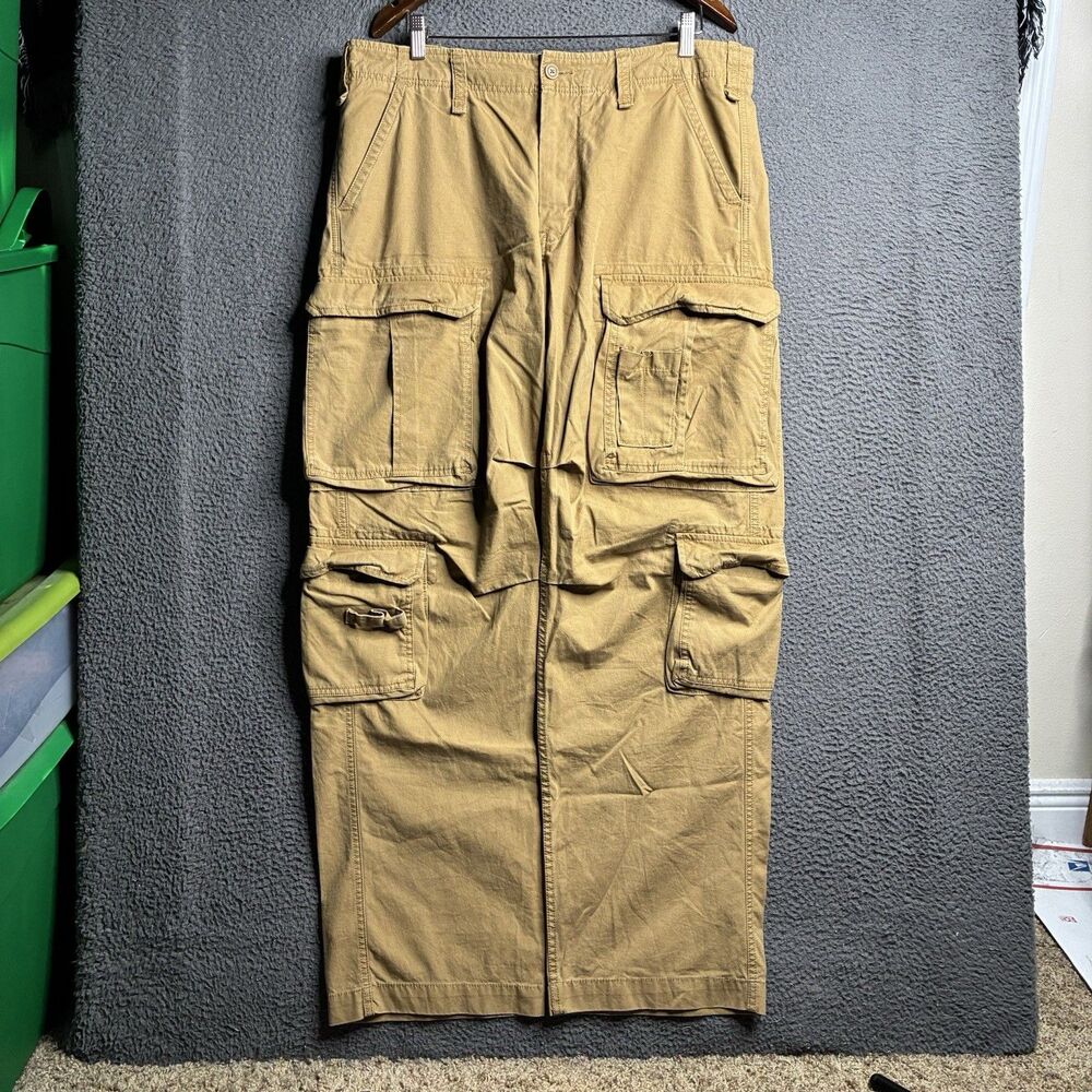 Vtg Y2K Men's Eddie Bauer Paratrooper Cargo Pants Wide Leg Baggy 38x34